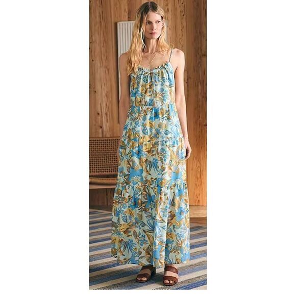 Faherty Sun Chaser Scoop Neck Sleeveless Floral Maxi Dress NWT Size Small - Picture 5 of 11